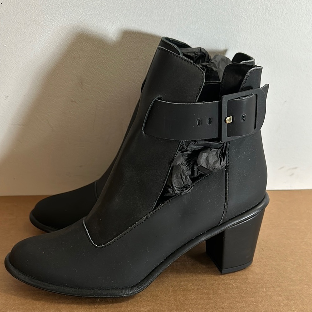 Miista Women Black Cutout Ankle Boots 10/40 NWB